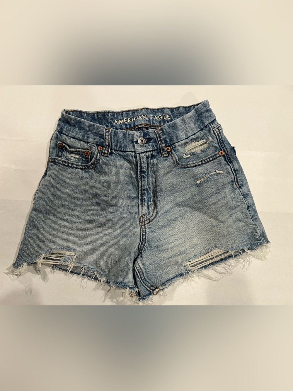 American Eagle Outfitters Light Wash Distressed Denim Shorts